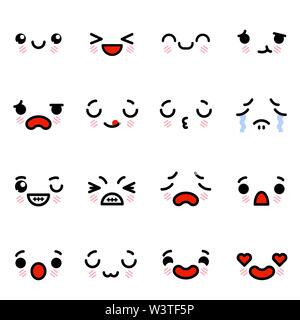 Icona set di emoticon emoji con diverse emozioni. Illustrazione Vettoriale Illustrazione Vettoriale