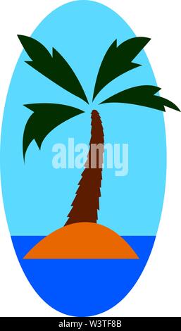 Un albero di palma in un isola arancione, il vettore, il colore di disegno o illustrazione. Illustrazione Vettoriale