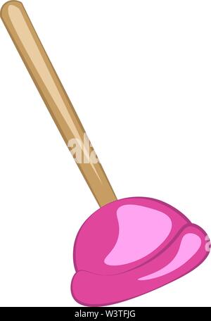 Uno stantuffo nel colore rosa per pulire il wc, il vettore, il colore di disegno o illustrazione. Illustrazione Vettoriale