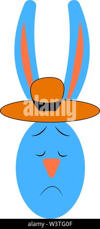 Una faccia di una situazione molto triste bunny con un cappuccio, il vettore, il colore di disegno o illustrazione. Illustrazione Vettoriale