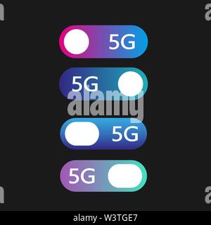 5G reti concetto. Set di vettore materiale moderno pulsanti di stile. Diversi colori gradiente. EPS 10. Illustrazione Vettoriale