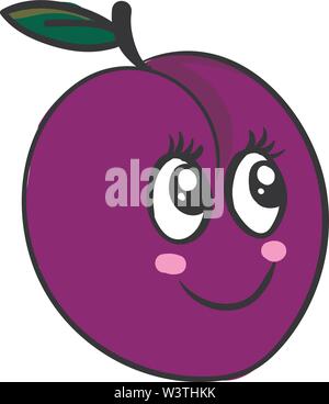 Carino piccolo prune, illustrazione vettore su sfondo bianco. Illustrazione Vettoriale
