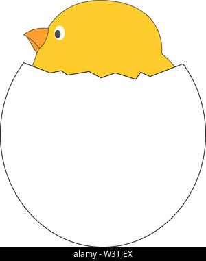 Chick in uovo, illustrazione, vettore su sfondo bianco. Illustrazione Vettoriale
