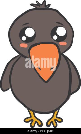 Carino baby crow, illustrazione vettore su sfondo bianco. Illustrazione Vettoriale