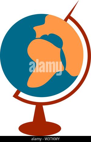 Mondo su un piedistallo rosso, illustrazione vettore su sfondo bianco. Illustrazione Vettoriale