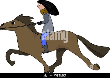 Cavallo femmina rider, illustrazione vettore su sfondo bianco. Illustrazione Vettoriale