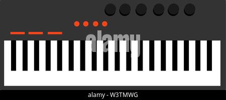 Tastiera musicale, illustrazione vettore su sfondo bianco. Illustrazione Vettoriale