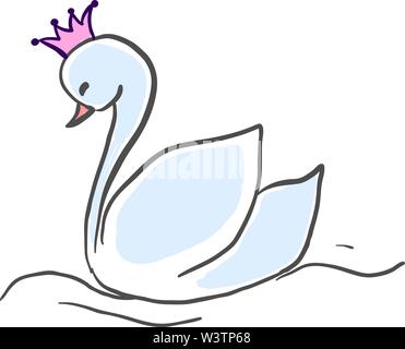 Swan princess, illustrazione vettore su sfondo bianco. Illustrazione Vettoriale