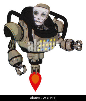 Mech contenente elementi: humanoid maschera facciale, lo scheletro di vernice di guerra, pesante nella parte superiore del torace, luci colorate array, jet propulsion. Materiale: grungy... Foto Stock
