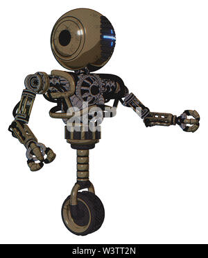 Robot contenente elementi: testa rotonda, verticale cyclops visor, pesante nella parte superiore del torace, no al torace placcatura, monociclo ruota. Materiale: desert tan verniciato. Foto Stock
