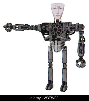 Mech contenente elementi: humanoid maschera facciale, design a spirale, pesante nella parte superiore del torace, non la placcatura del torace, Ultralight piede exosuit. Materiale: metallo non verniciata. Foto Stock