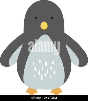 Carino blue penguin, illustrazione vettore su sfondo bianco. Illustrazione Vettoriale