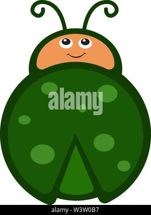 Carino bug verde, illustrazione vettore su sfondo bianco Illustrazione Vettoriale