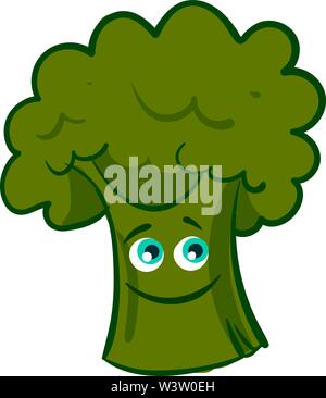 Felice broccoli, illustrazione vettore su sfondo bianco Illustrazione Vettoriale