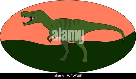 Green albertosaurus, illustrazione vettore su sfondo bianco. Illustrazione Vettoriale