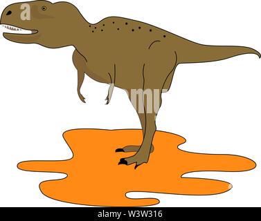 Abelisaurus standing, illustrazione, vettore su sfondo bianco. Illustrazione Vettoriale