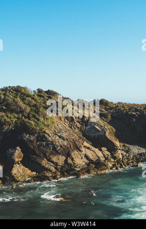 Spiaggia bellissima scena su una chiara mattina d'estate, Port Macquarie, Nuovo Galles del Sud. Foto Stock