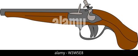 Moschetto vecchia pistola, illustrazione, vettore su sfondo bianco. Illustrazione Vettoriale