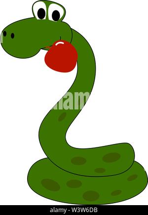 Snake con Apple, illustrazione vettore su sfondo bianco. Illustrazione Vettoriale