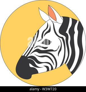 Bella zebra, illustrazione vettore su sfondo bianco. Illustrazione Vettoriale