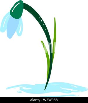 Appartamento snowdrop, illustrazione vettore su sfondo bianco. Illustrazione Vettoriale