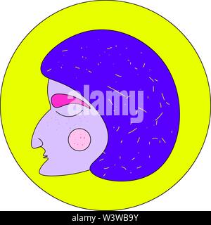 Donna con enorme naso, illustrazione, vettore su sfondo bianco. Illustrazione Vettoriale