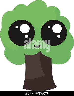 Albero con grandi occhi, illustrazione vettore su sfondo bianco. Illustrazione Vettoriale