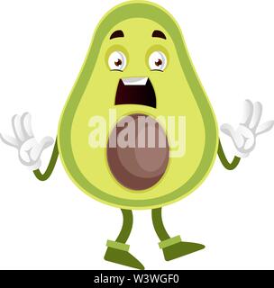 Scioccato di avocado, illustrazione, vettore su sfondo bianco. Illustrazione Vettoriale