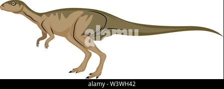 Dinosour con lunga coda, illustrazione, vettore su sfondo bianco. Illustrazione Vettoriale