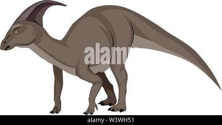 Parasaurolophus, illustrazione vettore su sfondo bianco. Illustrazione Vettoriale