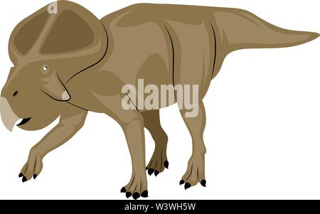 Brown big dinosour, illustrazione vettore su sfondo bianco. Illustrazione Vettoriale