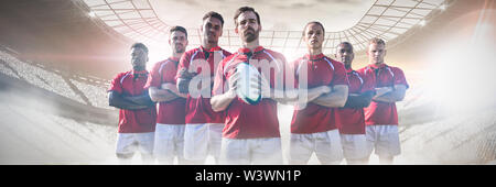 Immagine composita di diversi giocatori di rugby sul campo Foto Stock