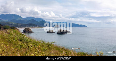 Vista da Chapman punto in Ecola State Park, Cannon Beach, Oregon Foto Stock