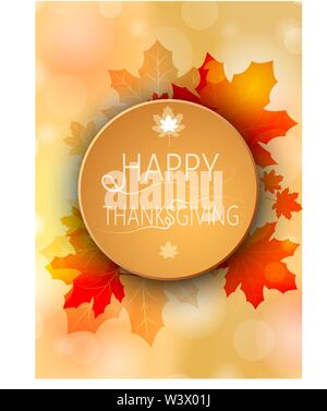 Banner felice ringraziamento per l'autunno sfondo. Illustrazione Vettoriale. Illustrazione Vettoriale