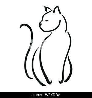 Illustrazione del gatto grazioso salotto con coda arricciata Illustrazione Vettoriale