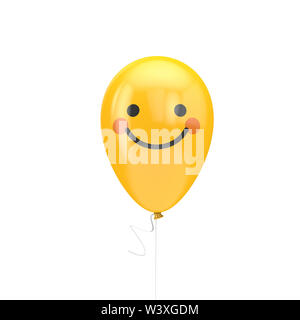 Un grande sorriso con le guance rosse gli Emoji pallone galleggiante Foto Stock