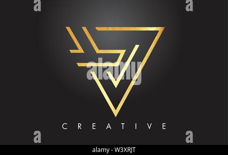V lettera d'oro monogramma Logo Design. Oro lettera V Logo icona illustrazione vettoriale. Illustrazione Vettoriale