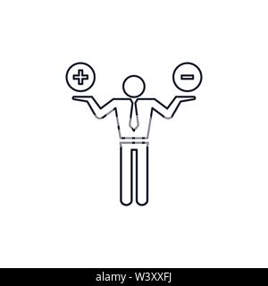 Positivi e negativi, True o False immagini o i segni più e meno Illustrazione Vettoriale