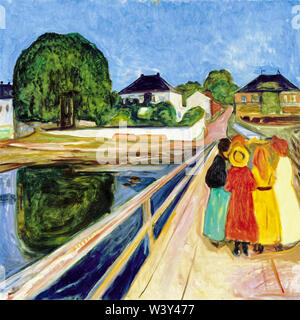 Edvard Munch, ragazze sul ponte, pittura a olio su tela, 1902 Foto Stock