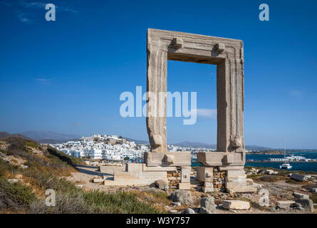 Tempio di Apollo, città di Naxos, Naxos, Cyclade Islands, Grecia Foto Stock