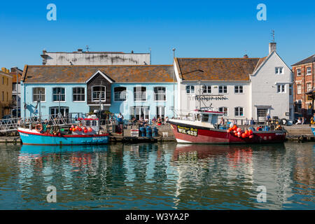 Vista del porto di Weymouth Dorset, 2019 Foto Stock