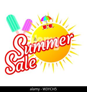Creative calde estate vendita banner del modello di progettazione Illustrazione Vettoriale