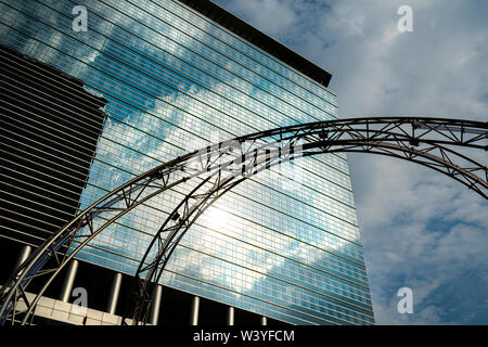 Frankfurt am Main, luglio 2019. una vista delle strutture architettoniche in fiera di Francoforte Foto Stock