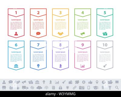 Infografico business design concept illustrazione vettoriale con dieci passi o le opzioni o i processi rappresentano il flusso di lavoro o di diagramma Illustrazione Vettoriale
