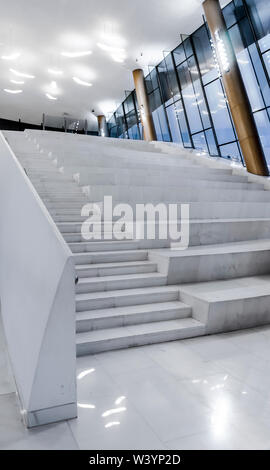 Museo dell'Unione, Etihad, Dubai, Regno emirato Arabo - Gen4, 2018: Gli interni moderni del Padiglione espositivo, la lobby principale Foto Stock