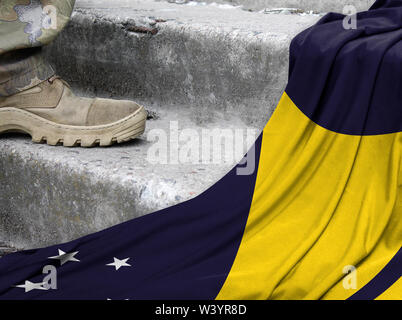 Concetto militare sullo sfondo della bandiera di Tokelau Foto Stock