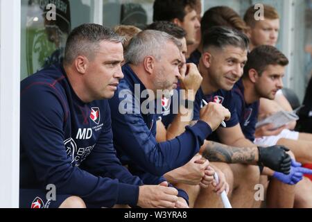 Hereford FC v Cheltenham Town FC a Edgar Street (pre-stagione amichevole - 17 luglio 2019) - Michael Duff e Russell Milton foto da Antony Thompson Foto Stock