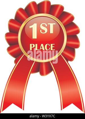Primo premio badge. Round segno a nastro Illustrazione Vettoriale