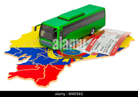 Viaggi in autobus in Ecuador il concetto. 3D rendering isolati su sfondo bianco Foto Stock