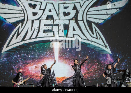 Pilton, UK. Domenica 30 giugno 2019. Babymetal sono un giapponese kawaii metal band esegue sull'altro stadio di Glastonbury Festival presso l'azienda agricola degna in azienda agricola degna in Pilton,© Jason Richardson / Alamy Live News Foto Stock